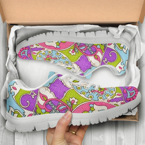 Image of Colorful Paisley Flower Hippie Athletic Sneakers,Kicks Sports Wear, Kids Shoes, Casual Shoes, Shoes,Training Shoes, Shoes,Running Shoes