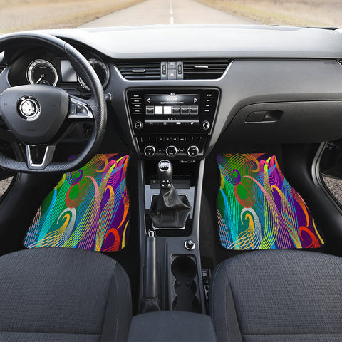 Image of Colorful Paisley style Pattern Car Mats Back/Front, Floor Mats Set, Car