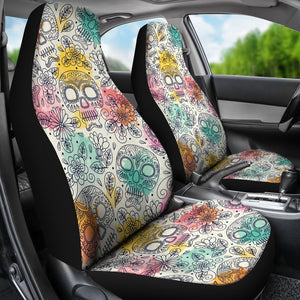 Colorful Pastel Sugar Skull Car Seat Covers,Car Seat Covers Pair,Car Seat Protector,Car Accessory,Front Seat Covers,Seat Cover for Car