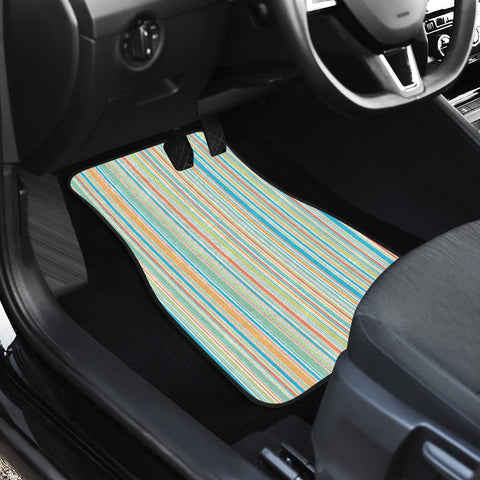 Image of Colorful Pastel retro stripes Car Mats Back/Front, Floor Mats Set, Car