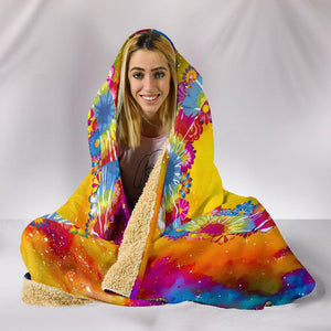 Colorful Peace Sign, Hooded blanket,Blanket with Hood,Soft Blanket,Hippie Hooded Colorful Throw,Vibrant Pattern Blanket,Sherpa Blanket