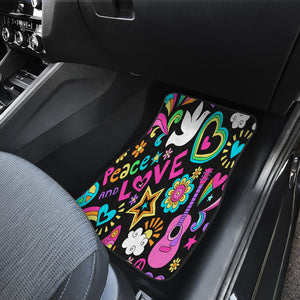 Colorful Peace and Love signs Car Mats Back/Front, Floor Mats Set, Car