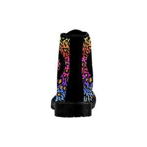 Colorful Peaceful Cheetah Womens Boots, Rain Boots,Hippie,Combat Style Boots,Emo Punk Boots