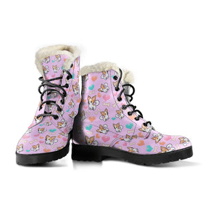 Colorful Pink Chihuahua Vegan Leather Classic Boot,Custom Boots,Boho Chic boots,Combat Style Boots,Rain Boots,Hippie,Combat Style Boots