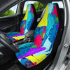 Pink Flamingo & Tropical Leaves Car Seat Covers, Exotic Front Seat Protectors,