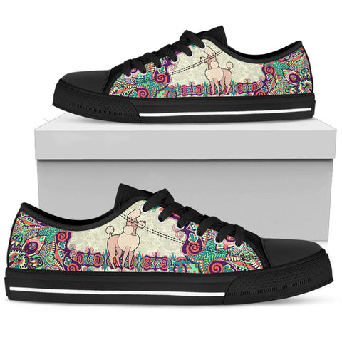 Image of Colorful Poodle Paisley Canvas Shoes, Multi Colored, Hippie, Low Tops Sneaker, High Quality,Handmade Crafted,Spiritual, Boho,Streetwear