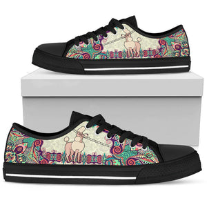Colorful Poodle Paisley Canvas Shoes, Multi Colored, Hippie, Low Tops Sneaker, High Quality,Handmade Crafted,Spiritual, Boho,Streetwear