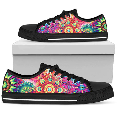Image of Colorful Psychedelic High Quality,Handmade Crafted,Spiritual, Hippie,Streetwear,All Star,Custom Shoes,Women's Low Top,Bright Colorful