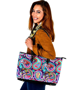 Colorful Psychedelic Paisley Tote Bag,Multi Colored,Bright,Book Bag,Gift Bag,Leather Bag,Leather Tote Bag Women Bag,Everyday Bag,Handbag