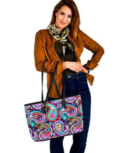Colorful Psychedelic Paisley Tote Bag,Multi Colored,Bright,Book Bag,Gift Bag,Leather Bag,Leather Tote Bag Women Bag,Everyday Bag,Handbag