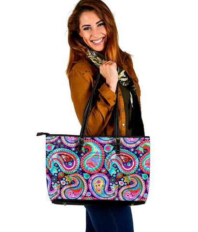 Image of Colorful Psychedelic Paisley Tote Bag,Multi Colored,Bright,Book Bag,Gift Bag,Leather Bag,Leather Tote Bag Women Bag,Everyday Bag,Handbag