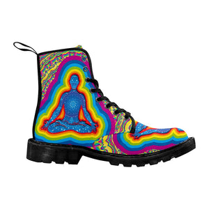 Colorful Psychedelic Yogi Womens Boot, Combat Style Boots, Comfortable Boots,Decor Womens Boots