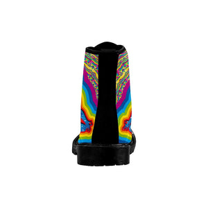 Colorful Psychedelic Yogi Womens Boot, Combat Style Boots, Comfortable Boots,Decor Womens Boots