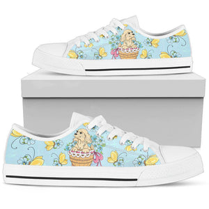 Colorful Puppy Floral Low Tops Sneaker, Hippie, Multi Colored, Spiritual, Boho,Streetwear,All Star,Custom Shoes,Women's Low Top,Bright