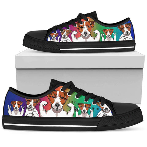Image of Colorful Rainbow Dog Canvas Shoes, Multi Colored, Hippie, Low Tops Sneaker, High Quality,Handmade Crafted,Spiritual, Boho,Streetwear
