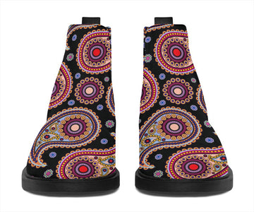 Colorful Red Paisley Handmade Boots,Biker Boots Fashion Boots,Women's Boots,Leather Boots Women,Vegan Leather,Rain Boots,Handmade Boots