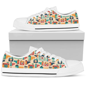 Colorful Retro Film Canvas Shoes,High Quality, Hippie, Low Tops Sneaker,Streetwear, Multi Colored,All Star,Custom Shoes,Women's Low Top
