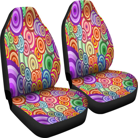 Image of Colorful Retro Hippie Circles Car Seat Covers,Car Seat Covers Pair,Front Seat Covers,Seat Cover for Car, 2 Front Car Seat Covers