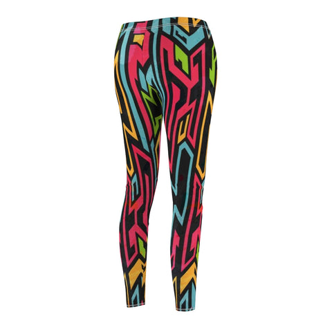 Image of Colorful Retro Multicolored Geometric Shapes Women's Cut & Sew Casual Leggings,