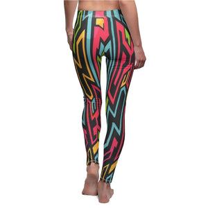 Colorful Retro Multicolored Geometric Shapes Women's Cut & Sew Casual Leggings,