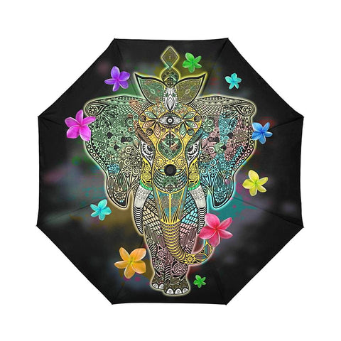 Image of Colorful Sacred Elephant Unisex Umbrella, Foldable Umbrella, Custom Rain Umbrella,Rain Gear Weather