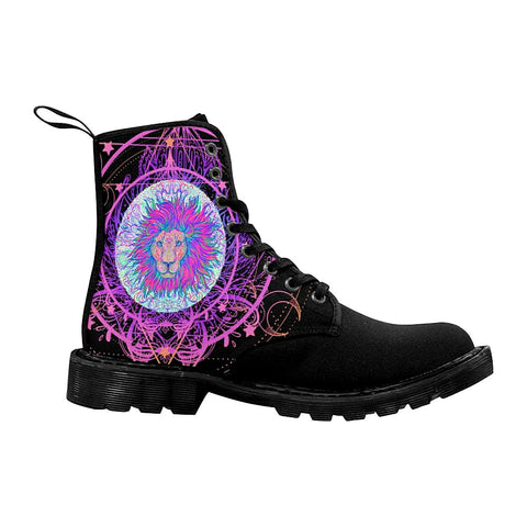 Image of Colorful Sacred Lion Womens Boots, Custom Boots,Boho Chic Boots,Spiritual Combat Style Boots