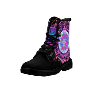 Colorful Sacred Lion Womens Boots, Custom Boots,Boho Chic Boots,Spiritual Combat Style Boots