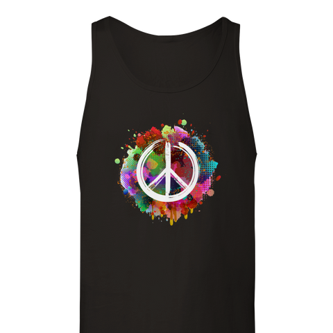 Image of Colorful Spray Paint Peace Multicolored Sign Premium Unisex Tank Top, Graphic