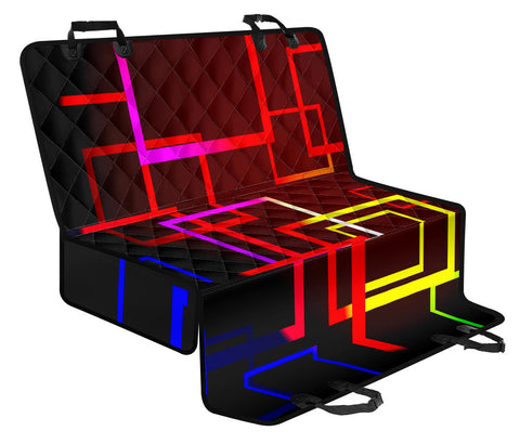 Image of Colorful Square Pattern Design - Vibrant Car Back Seat Pet Covers, Abstract Art Backseat Protector, Stylish Car Accessories