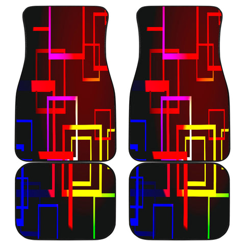 Image of Colorful Square Pattern Car Mats Back/Front, Floor Mats Set, Car Accessories