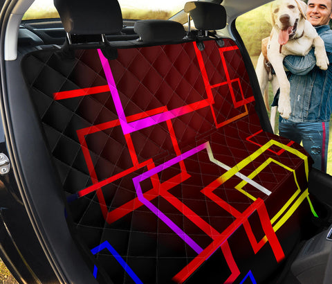 Image of Colorful Square Pattern Design - Vibrant Car Back Seat Pet Covers, Abstract Art Backseat Protector, Stylish Car Accessories