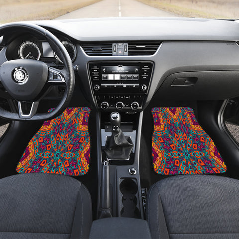 Image of Colorful Star Mandala Car Mats Back/Front, Floor Mats Set, Car Accessories