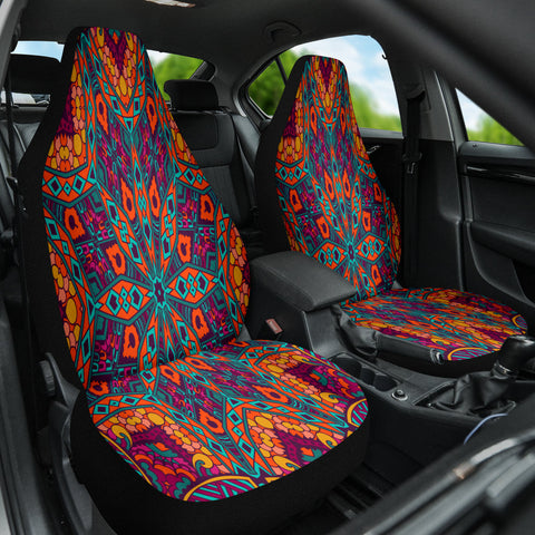 Image of Star Mandala Car Seat Covers, Colorful Front Seat Protectors Pair, Auto