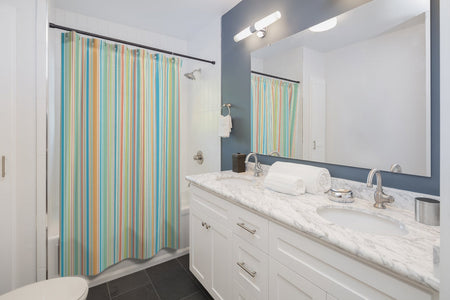Colorful Stripe Multicolored Shower Curtains, Water Proof Bath Decor | Spa |