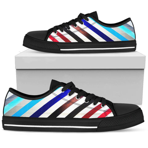 Image of Colorful Stripe Streetwear, Hippie,Low Tops Sneaker, Multi Colored, High Quality,Handmade Crafted,Spiritual, Canvas Shoes,High Quality