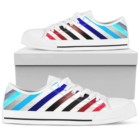 Image of Colorful Stripes Streetwear,Low Tops Sneaker, High Quality,Handmade Crafted, Hippie, Spiritual, Canvas Shoes,High Quality, Multi Colored