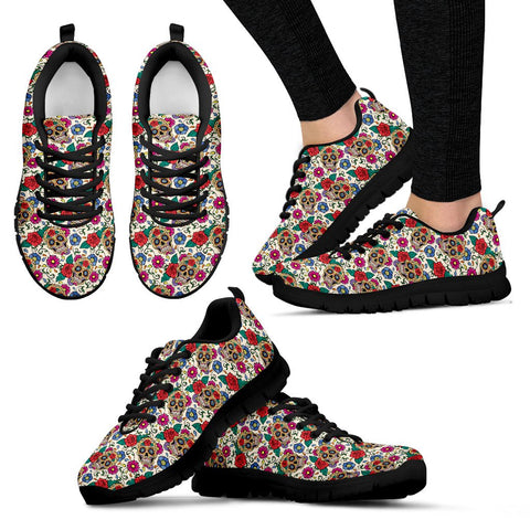 Image of Colorful Sugar Skull Flower Low Top Shoes, Casual Shoes, Womens,Top Shoes,Running Athletic Sneakers,Kicks Sports Wear, Shoes Mens,Kids Shoes
