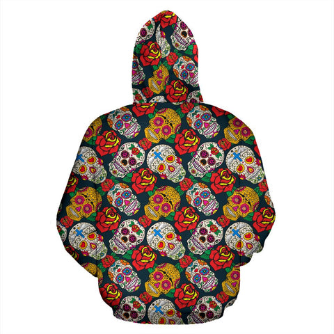 Image of Colorful Sugar Skull Hoodie Fashion Wear,Fashion Clothes,Handmade Hoodie,Floral,Pullover Hoodie,Hooded Sweatshirt,Hoodie Sweatshirt