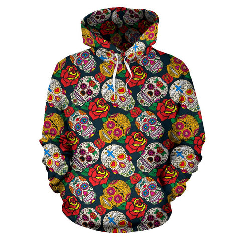 Image of Colorful Sugar Skull Hoodie Fashion Wear,Fashion Clothes,Handmade Hoodie,Floral,Pullover Hoodie,Hooded Sweatshirt,Hoodie Sweatshirt