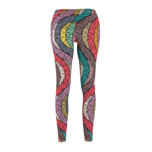 Colorful Swirl Curve Multicolored Abstract Women's Cut & Sew Casual Leggings,