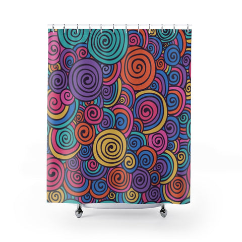 Image of Colorful Swirl Multicolored Abstract Shower Curtains, Water Proof Bath Decor |