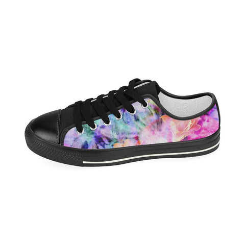 Image of Colorful Tie Die Print With Floral Cactus Faded Overlay Canvas Shoes,High Quality, Streetwear