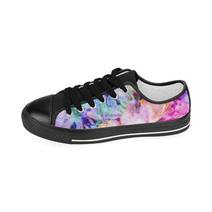 Colorful Tie Die Print With Floral Cactus Faded Overlay Canvas Shoes,High Quality, Streetwear