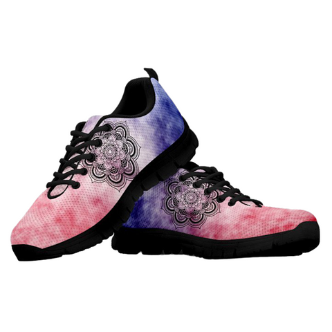 Image of Colorful Tie Dye Black Mandala Custom Shoes, Shoes,Training Shoes, Mens, Kids Shoes, Colorful,Artist Low Top Shoes, Shoes,Running Womens