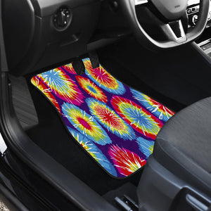 Colorful Tie Dye Hippie Abstract Art Car Mats Back/Front, Floor Mats Set, Car