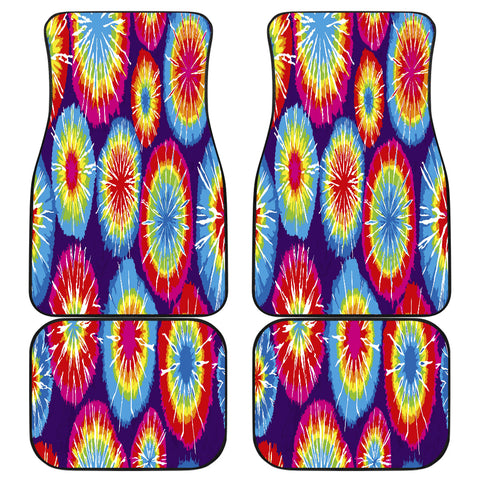Image of Colorful Tie Dye Hippie Abstract Art Car Mats Back/Front, Floor Mats Set, Car