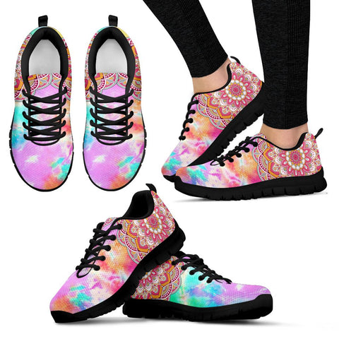 Image of Colorful Tie Dye Women's Sneakers , Bright, Breathable, Custom Printed,