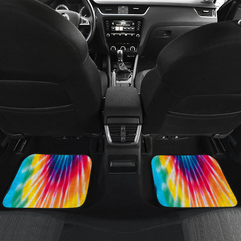 Image of Colorful Tie Dye Spiral Abstract Art Hippie Car Mats Back/Front, Floor Mats Set,