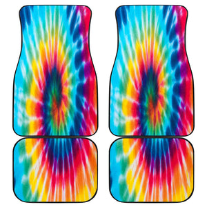 Colorful Tie Dye Spiral Abstract Art Hippie Car Mats Back/Front, Floor Mats Set,