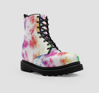 Vibrant Tie Dye Swirl, Abstract Vegan Artisan Wo's Boots , Unique Handcrafted